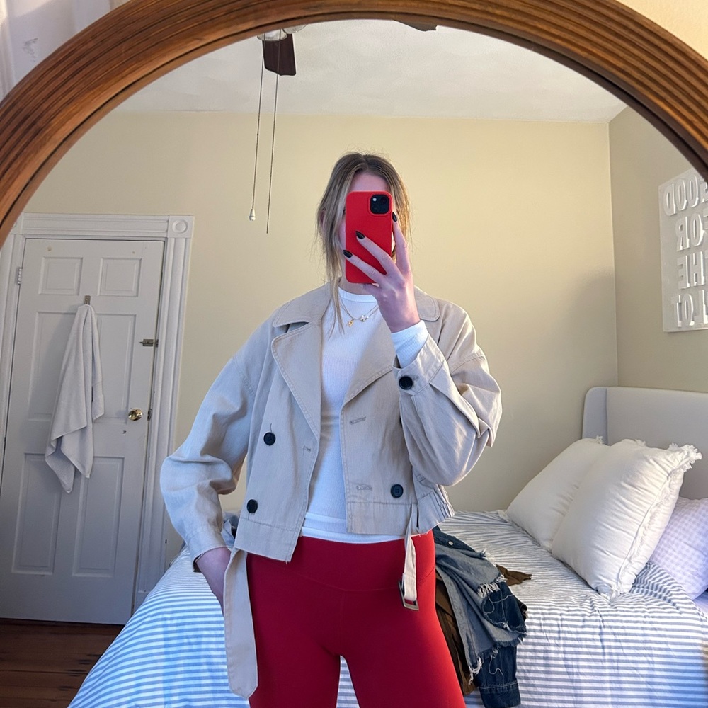 Zara cream cropped Trench Coat